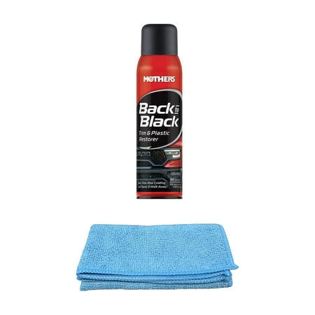 Mothers Back-to-Black Trim & Plastic Restorer (10 oz) Bundle with Microfiber Cloth (2 Items)