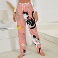 thumbnail image 3 of Floral Cats Birds Pretty Pink Pattern Winter Female Pants Flannel High Waist Women Pants Lady Warm Straight Leg Plush Trousers, 3 of 7