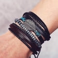 thumbnail image 2 of Pulsera de cordón de cuero tejido para hombres y mujeres, brazalete moderno cuentas de hojas de cuero, 2 of 9