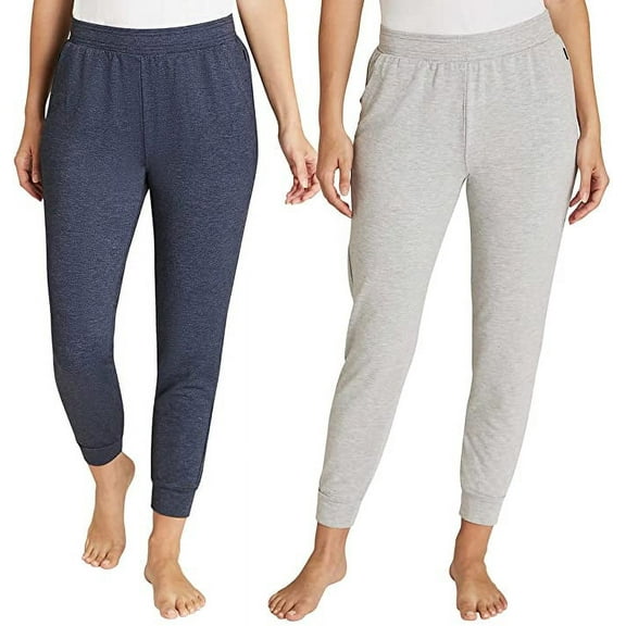 Eddie Bauer Womens 2 Pack Fleece Lounge Joggers Size: L, Color: Scottish Blue/Grey Heather