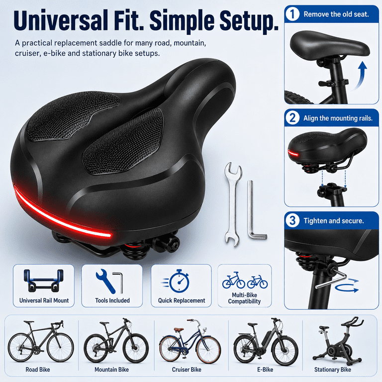 NIUTA Oversized Bike Seat Cushion, Memory Foam Saddle photo 2