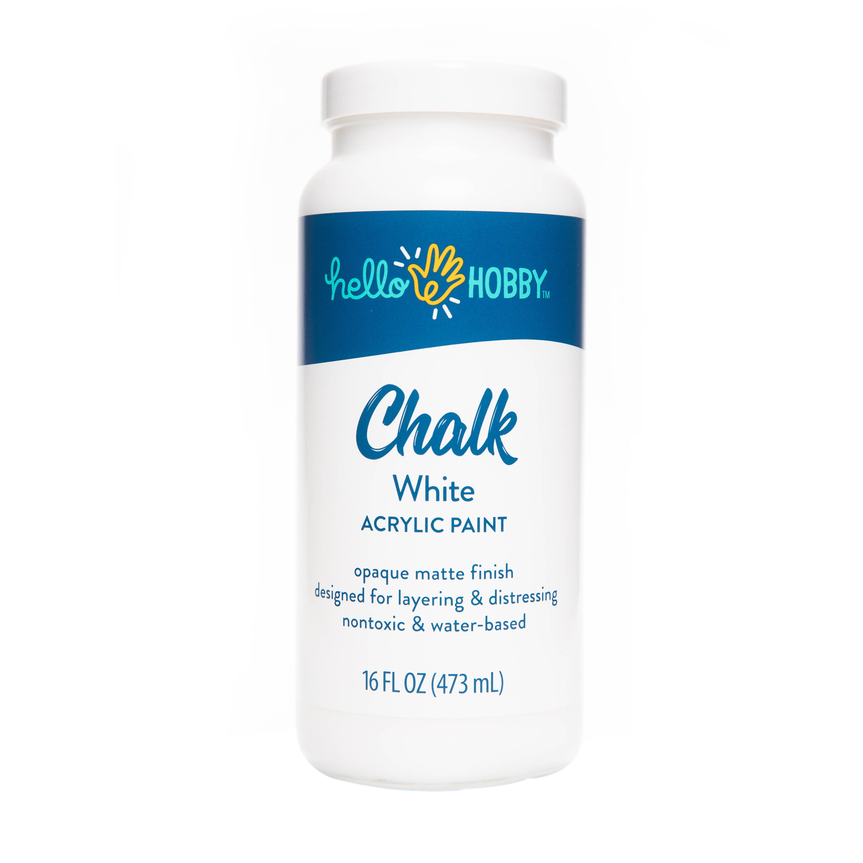 Hello Hobby Chalk Acrylic Paint, Ultra Matte, White, 16 fl oz 40535