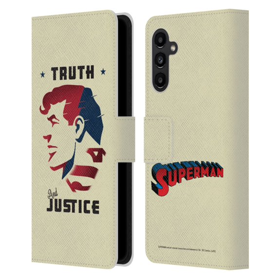 Head Case Designs Officially Licensed Superman DC Comics Character Art Truth And Justice Leather Book Wallet Case Cover Compatible with Samsung Galaxy A13 5G (2021)