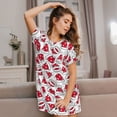 thumbnail image 3 of Lsque Christmas Hat Pattern Nightgowns for Women Sleep Shirts Short Sleeve Nightshirt Pullover Nightdress Soft Sleepwear Relaxed Fit Nightdress, 3 of 6