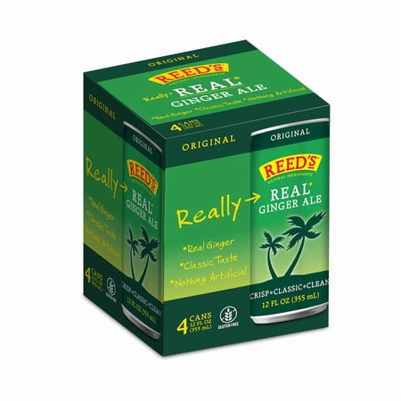Reed's Real Ginger Ale, 12 fl oz, 4 pack cans