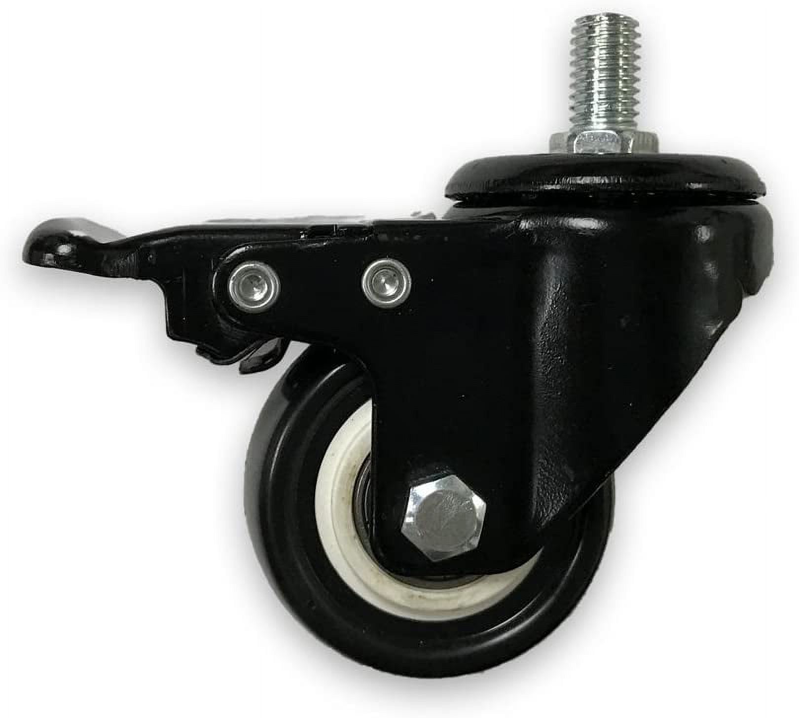 ApexDesk 2-Inch Heavy Duty Rubber Caster Wheels with Swiveling Threaded Stem and Stationary Locks, 440 lbs. Total Load Capacity, and Compatible with Standing Desks & More (Pack of 4)