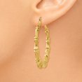 thumbnail image 3 of Real 14kt Yellow Gold Polished Bamboo Hoop Earrings; for Adults and Teens; for Women and Men, 3 of 4