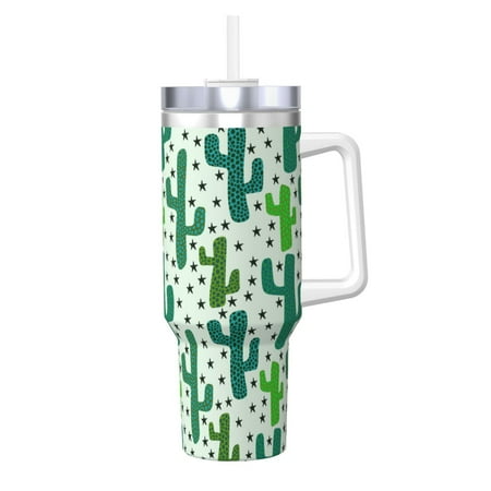 

KLL Cactus 1 Print 40oz Stainless Steel Insulated Car Cup Coffee Mug with Spillproof Lid - Keep Your Drink Hot or Cold on the Go