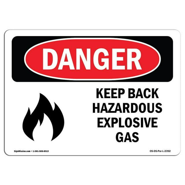 SignMission OS-DS-A-710-L-2392 7 x 10 Po Signe de Danger OSHA - Retiennent les Gaz Explosifs Dangereux