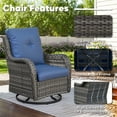 thumbnail image 4 of Giantfurnni 4 Piece Wicker Patio Furniture Set with Outdoor Sofa, 2 Swivel Rocker Chairs and Fire Pit Table for Deck Porch, 4 of 15