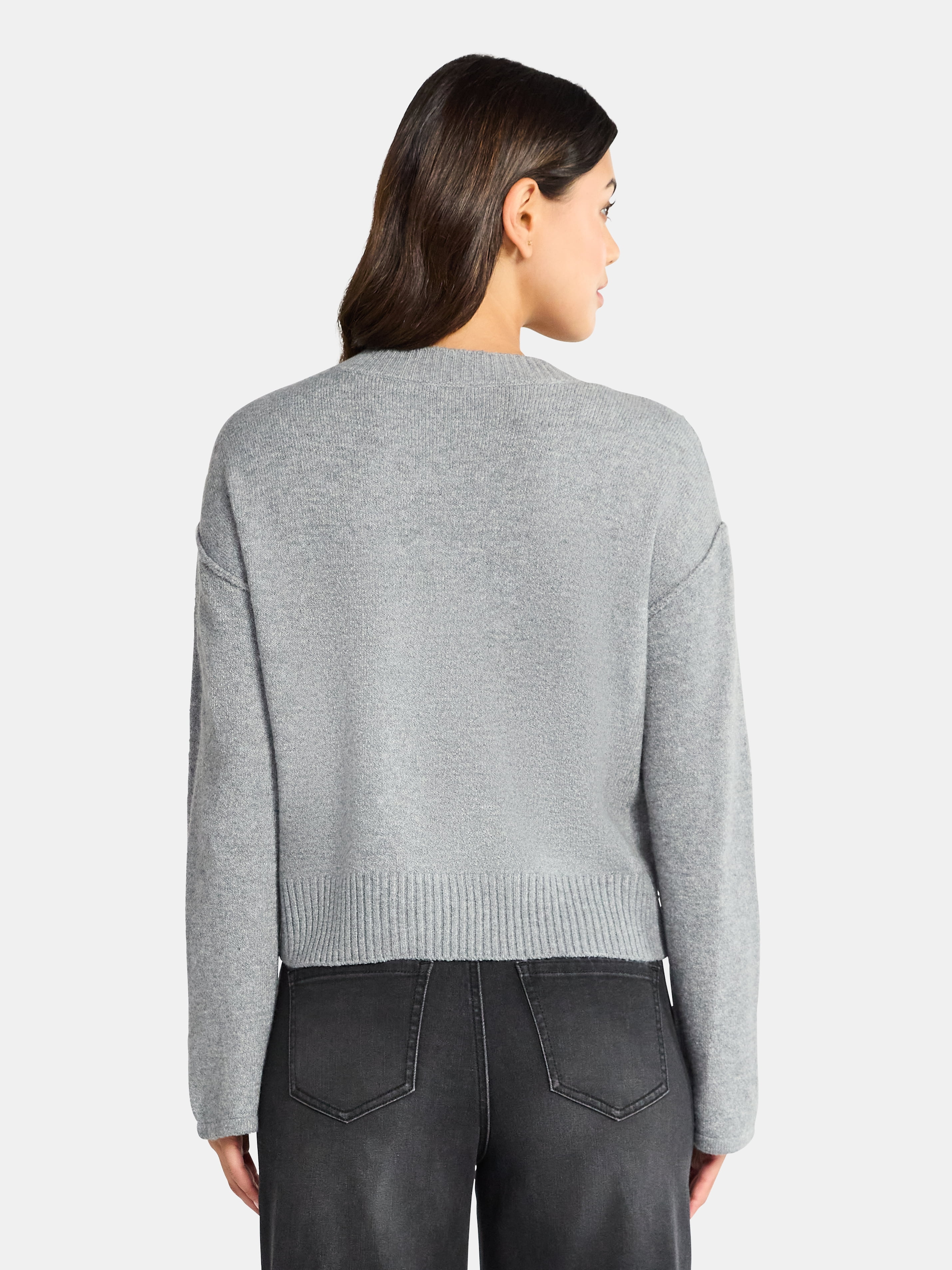 Time and Tru Women's Ribbed V Neck Sweater, Lightweight, Sizes XS-XXXL