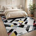 thumbnail image 3 of ODIKA 8'x10' Washable Area Rug Non-Slip Chair-Friendly Mat Abstract Contemporary Interlocking Shapes Minimalist Motif Grey Flowing Dynamic for Dining Room, Large Office, Lounge, 3 of 7
