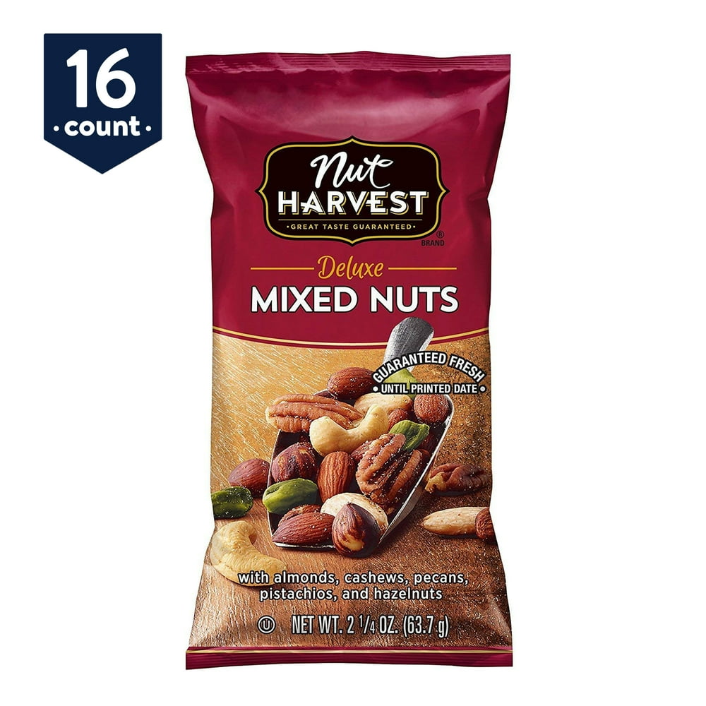 Nut Harvest Deluxe Mixed Nuts, 2.25 oz Bags, 16 Count