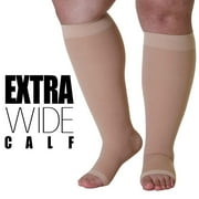Open Toe Compression Stockings for Men and Women 20-30 mmHg Beige, X-Large