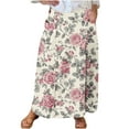 thumbnail image 2 of Cavosen Womens Skirts Midi Length Flowy Elastic Waist Floral Print Casual Skirts Elegant Lightweight Trendy Calf Length Skirts with Pocket Work Loose Fall Winter Clothes Pink, 2 of 5