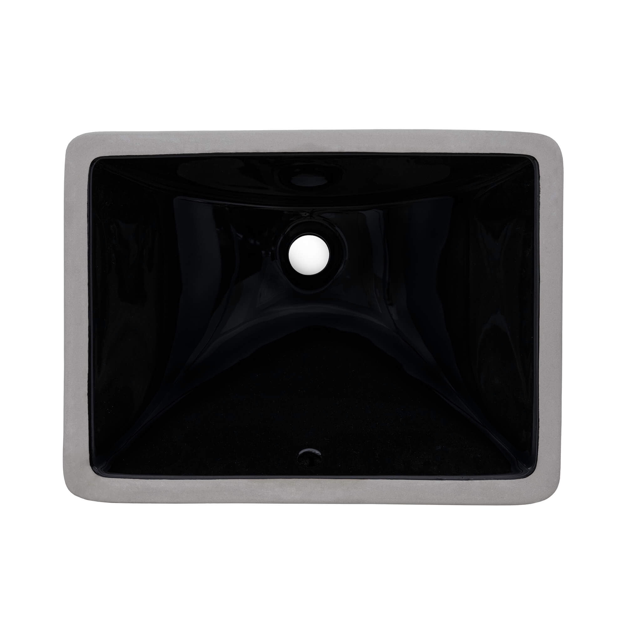 Ruvati RVB0720BK 18 x 13 in. Undermount Rectangular Porcelain Ceramic Bathroom Sink with Overflow, Black