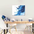 thumbnail image 5 of Gukieu Blue White Fluid Art Print Canvas Decorative Hanging Painting, Waterproof Art Wall Decoration with Frame, Suitable for Living Room, Bedroom, 5 of 6