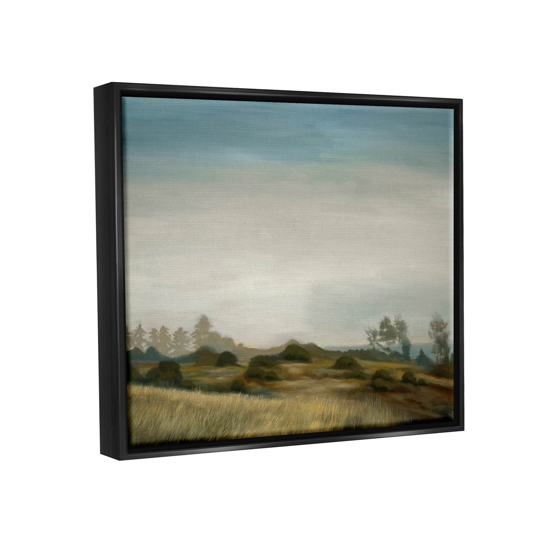 Stupell Industries Rural Hay Bales Landscape Painting Jet Black Floating Framed Canvas Print Wall Art, Design by Liz Jardine