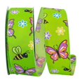 thumbnail image 1 of Reliant Ribbon 93617W-044-09H 10.5 in. 20 Yards Butterfly & Bees Bright Wired Edge Ribbon, Green, 1 of 1