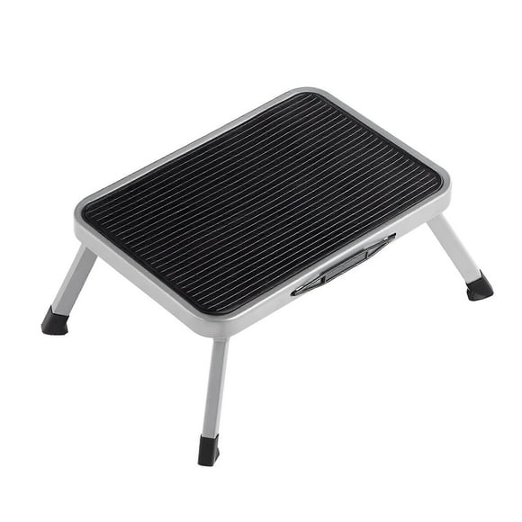 Folding Step Stool, Steel Stepladder, with Non-Slip Pads, Load 150 kg, Unfolded Dimensions 32 x 44 x 17.5 cm, Grey