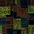 thumbnail image 1 of Ahgly Company Machine Washable Indoor Square Patchwork Turquoise Blue Transitional Area Rugs, 3' Square, 1 of 4