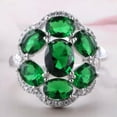 thumbnail image 2 of 7*9mm Green Oval Cut AAA Cz Band Women's 925 Silver Wedding Stylish Ring Sz 5-10, 2 of 7