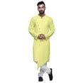 thumbnail image 1 of Atasi Kurta à Manches Longues Style Angrakha en Satin de Coton pour Hommes, Kurta Uni de Designer, 1 of 5