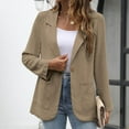 thumbnail image 6 of XFLWAM Womens Linen Blazer Casual Long Sleeve One Button Jackets Fall Casual Lightweight Work Suit Jacket with Pockets Coffee M, 6 of 9