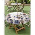 thumbnail image 4 of Outdoor Tablecloth with Umbrella Hole for Patio/Picnic/Party/Camping, Purple Spring Floral Waterproof Table Cloth Round Cover Washable, Elegant Pastoral Flowers Watercolor (Dia 54"), 4 of 8