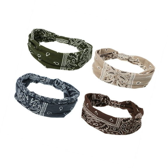 Vocoste Wide Headbands Twisted Knot Wide Headbands Non-Slip Headbands for Women Beige Brown Green Gray 4pcs