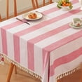 thumbnail image 1 of Nappes Rayées Rouges Rectangulaires 60 x 120 Nappe Longue Housse de Table d'Extérieur pour Tables Rectangulaires (120"x55 Pouces, Rouge), 1 of 11