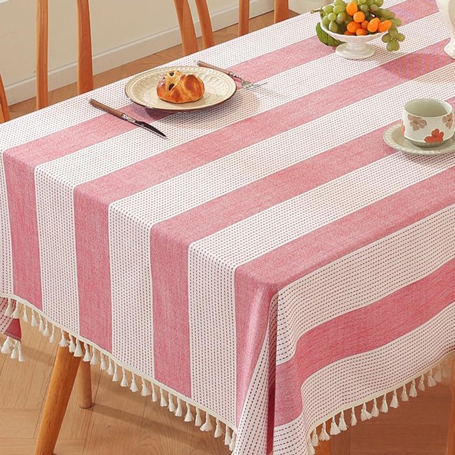 Nappes Rayées Rouges Rectangulaires 60 x 120 Nappe Longue Housse de Table d'Extérieur pour Tables Rectangulaires (120"x55 Pouces, Rouge)