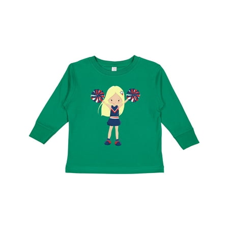 

Inktastic Cheerleaders Cheerleading Cute Girl Blonde Hair Gift Toddler Toddler Girl Long Sleeve T-Shirt