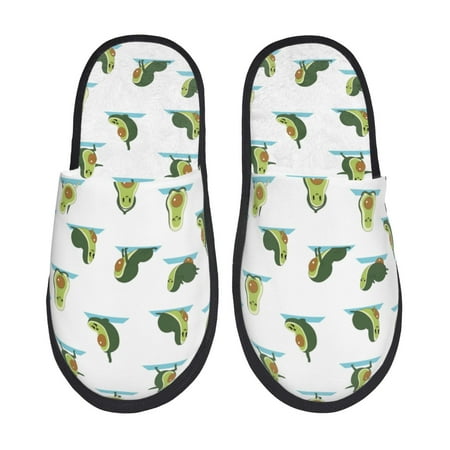 

Fuzoiu Cute Avocado Yoga Print Unisex Furry Slippers Plush Indoor Shoes Trendy House Slippers Anti-Skid EVA Sole House Shoes for Home Office and Travel -Medium