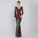 thumbnail image 3 of Vestido de noche con cuentas y flores para mujer, elegante vestido de fiesta de manga larga con lentejuelas y cola de pez Aura Queen, 3 of 5
