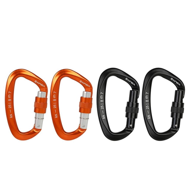 4x Mosquetón con Cierre automático Cola Mosquetón Negro para Camping Trekking Clips de mosquetón de escalada