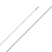TRUST JEWELRY 14k Solid Italian White Gold 1.3 mm Flat Open Wheat Link Chain Necklace