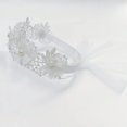 thumbnail image 2 of diadema elástica suave con lazo para el pelo para recién nacidos, bebés y niñas pequeñas, con encaje y flores de perlas (flor de perla blanca), 2 of 4