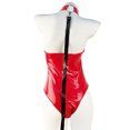 thumbnail image 4 of Women's Sexy Lingerie Costume PU Leather Leotard Metallic Zipper Bodysuit Red, 4 of 4
