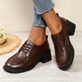 thumbnail image 5 of Women Round Toe Lace‑Up Chunky Heel Shoes, Leather Platform Block Heel Dress Shoes, 5 of 7
