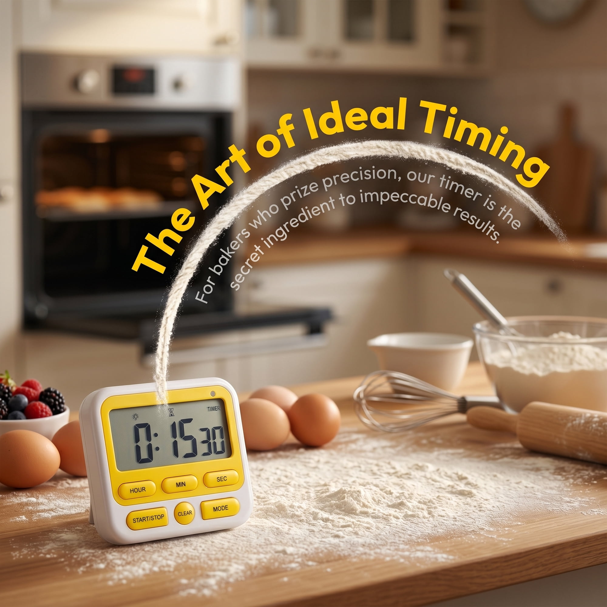Unique Bargains Kitchen Timer Loud Alarm Clock Magnetic Backing Stand Cooking Timer Yellow