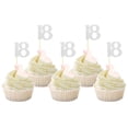 thumbnail image 1 of Cupcake Toppers Sotpot Happy 18 Birthday, 30 unidades, color plateado, 1 of 6