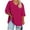 Hot Pink, variant on cocolona Womens Plus Size Summer 3/4 Sleeve Tops Oversized V Neck Lightweight T-shirts Fashion Casual Solid Color Blouse XL