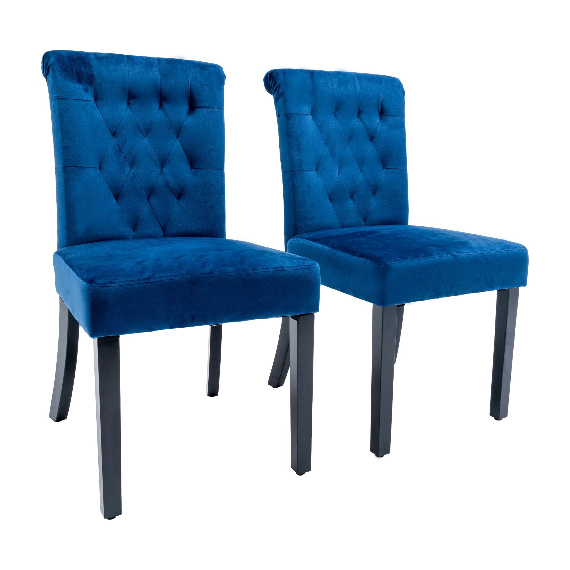 Set of 2 Pieces Dining Chair Set High Back Tufted Design with Solid