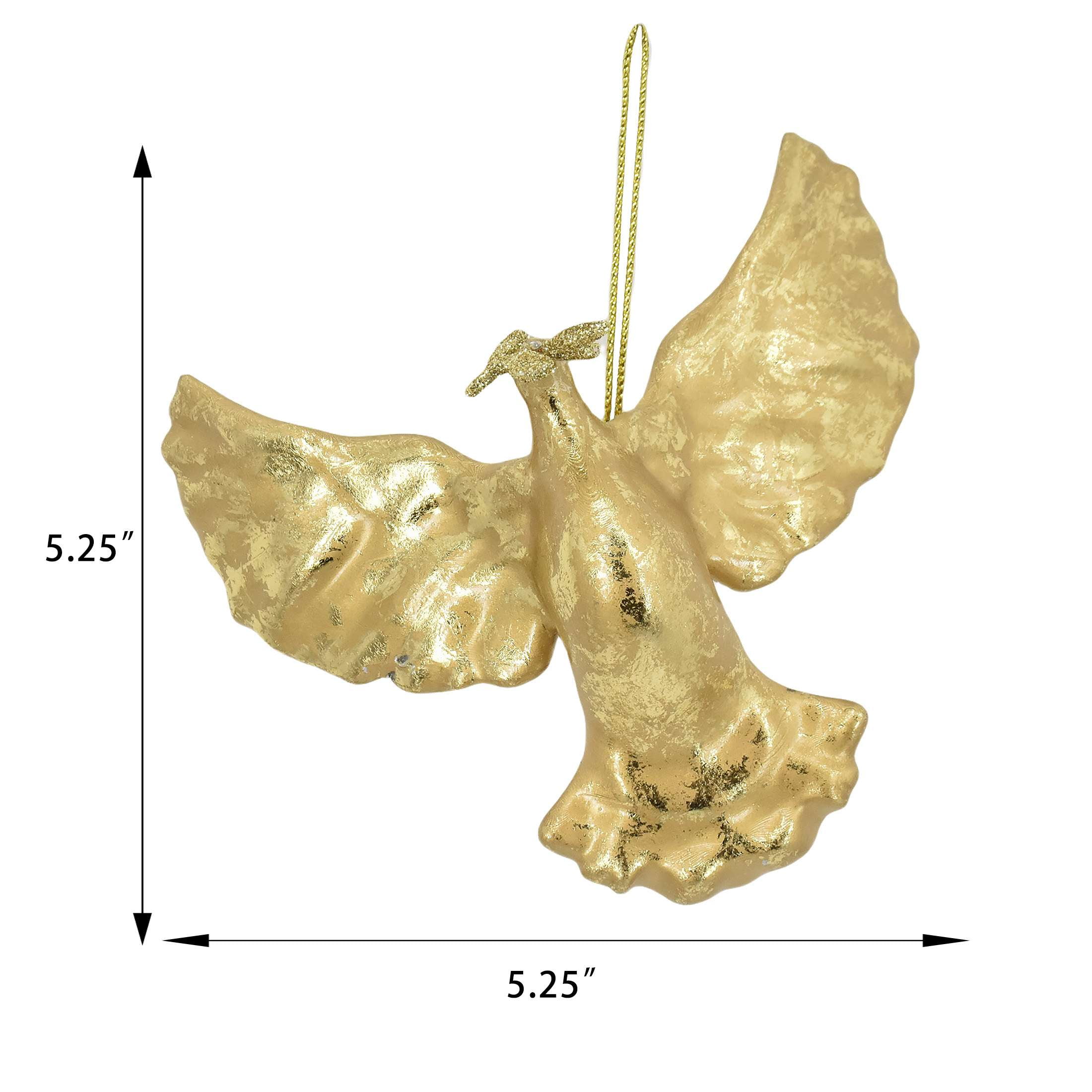 Holiday Time Christmas Warm Wishes Dove Ornament, Gold, 1 Count, Measures 5.25" in diameter