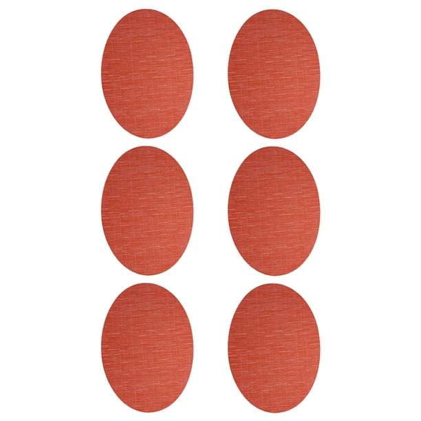Inteprter Manteles individuales ovalados de plástico, resistentes a las manchas, fácil cuidado, decoración de comedor impermeable, 6 uds. Mostrada naranja 45*32.5 cm