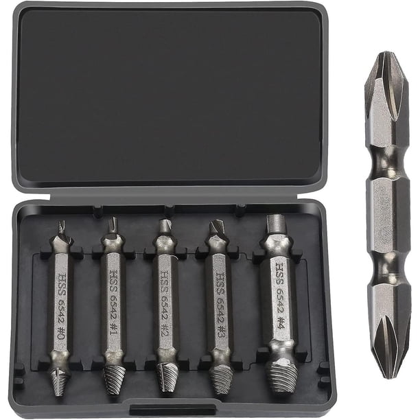 Extractor De Tornillos Con 6 Extractores De Tornillos Para Extraer Tornillos Desgastados Dañados En Una Práctica Caja De Plástico, Hecha De Acero De Alta Velocidad. Afortunado Sencillez