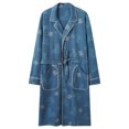 thumbnail image 1 of Batas de moda para hombre, manga larga, cuello en V, informales, regulares, lisas, para dormir, bata para mujer, blusa de poliéster, 1 of 2