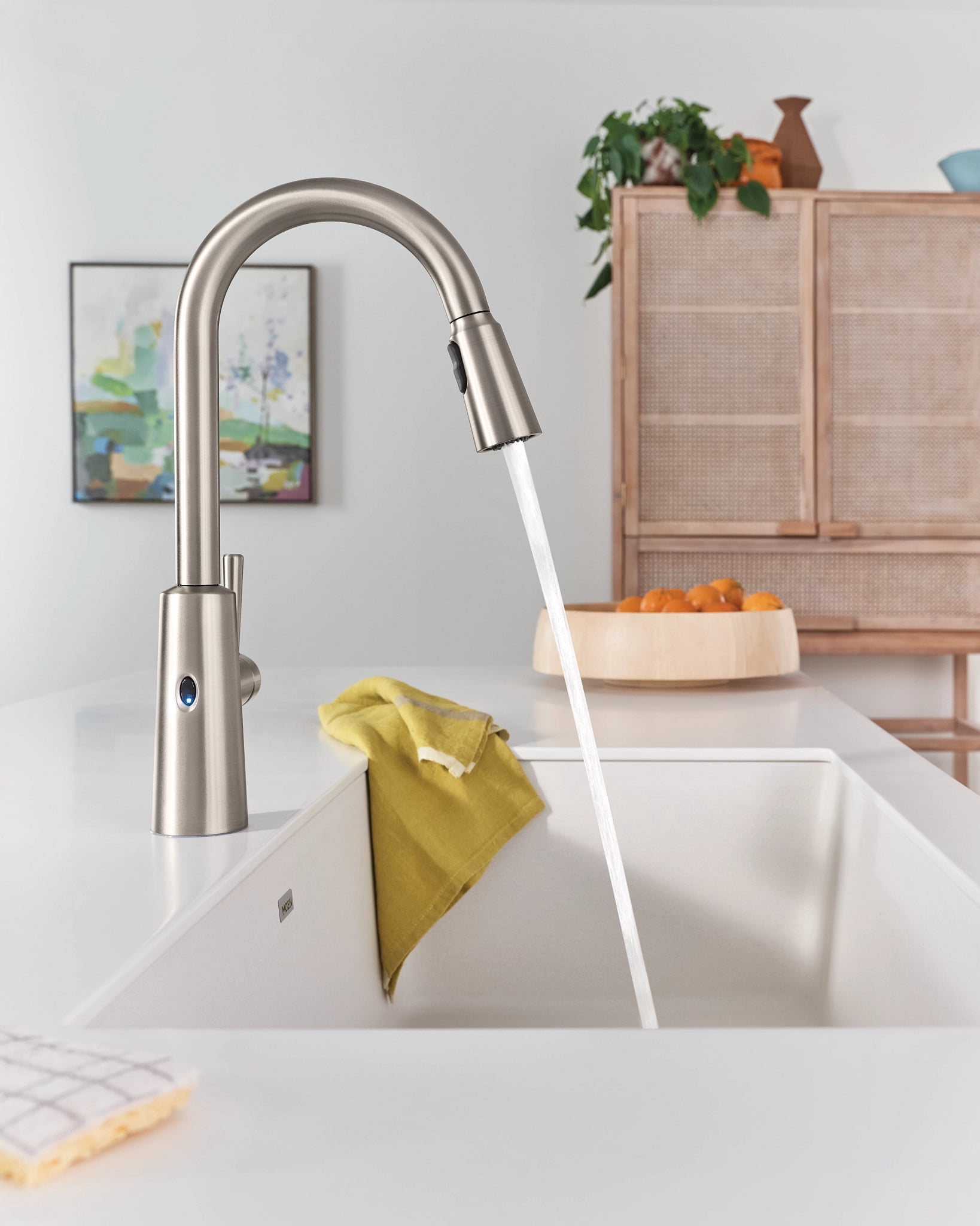 Moen Riley Touchless Single-Handle Pull-Down Sprayer Kitchen Faucet in Spot Resist Stainless