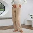 thumbnail image 2 of Fiaer Maternity Pajamas Pants Plus Size Warm Pregnancy Pants High Waisted Loungewear Wide Leg Trousers Khaki L, 2 of 5